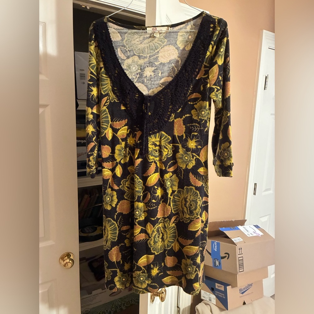 Floral Black and Yellow Dress
